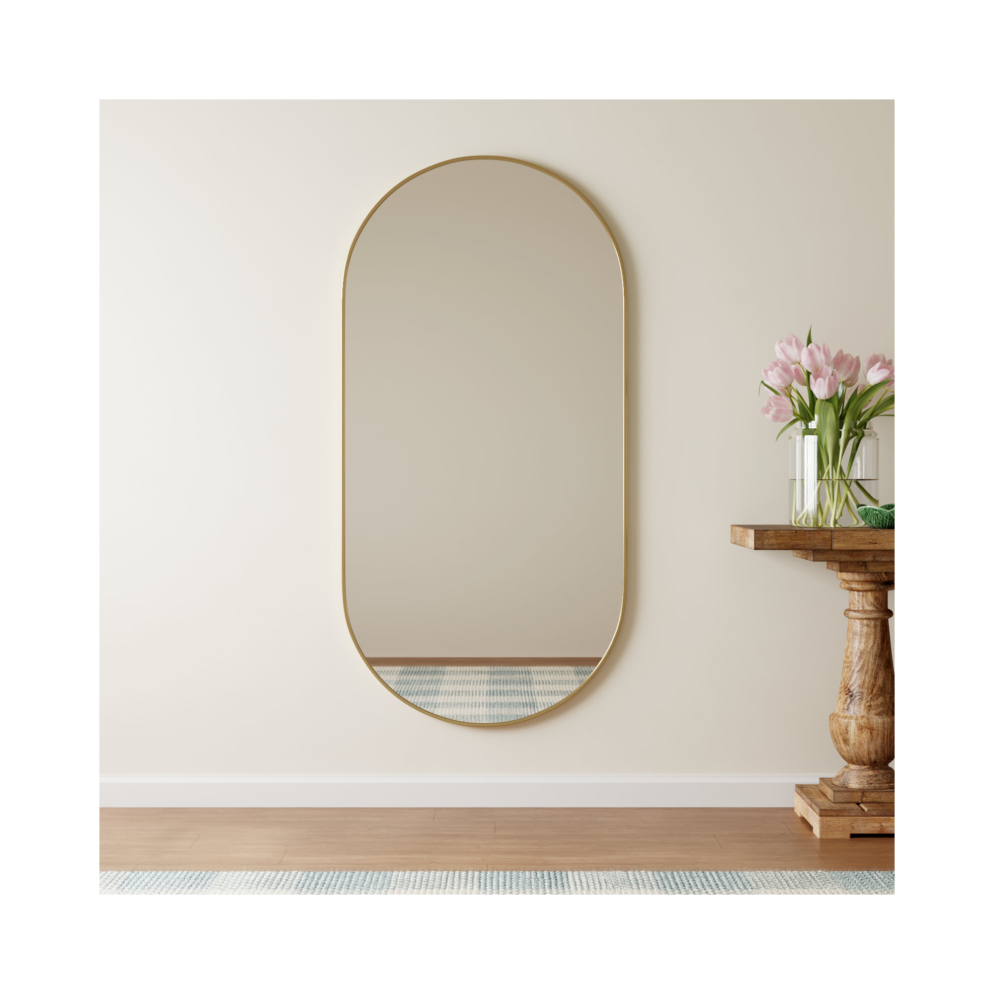 Elington Metal Oval Mirror, Brass, 60"  x 30" 