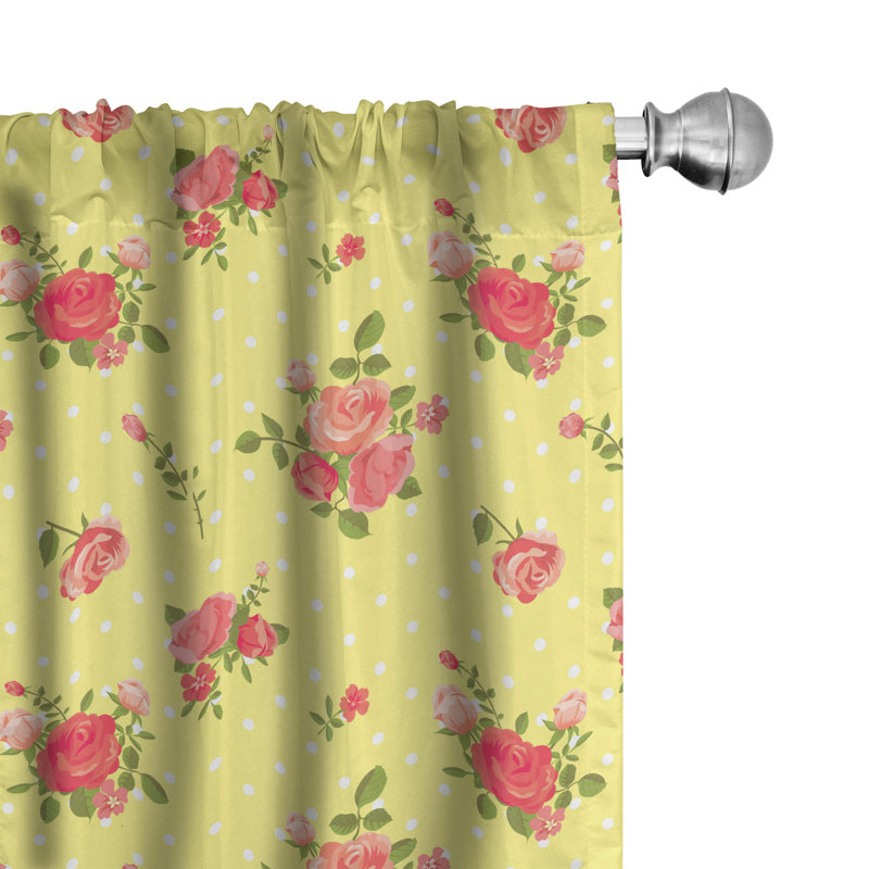 Old Fashioned Pattern Semi-Sheer Rod Pocket Curtain Panels, 28" x 95"