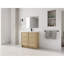 Meuble-lavabo de 36 po avec chêne, lavabo en résine, 2 portes d'armoire à fermeture en douceur, base en contreplaqué, tablettes réglables, construction, charnières en chêne d'aspect moderne, surface lisse