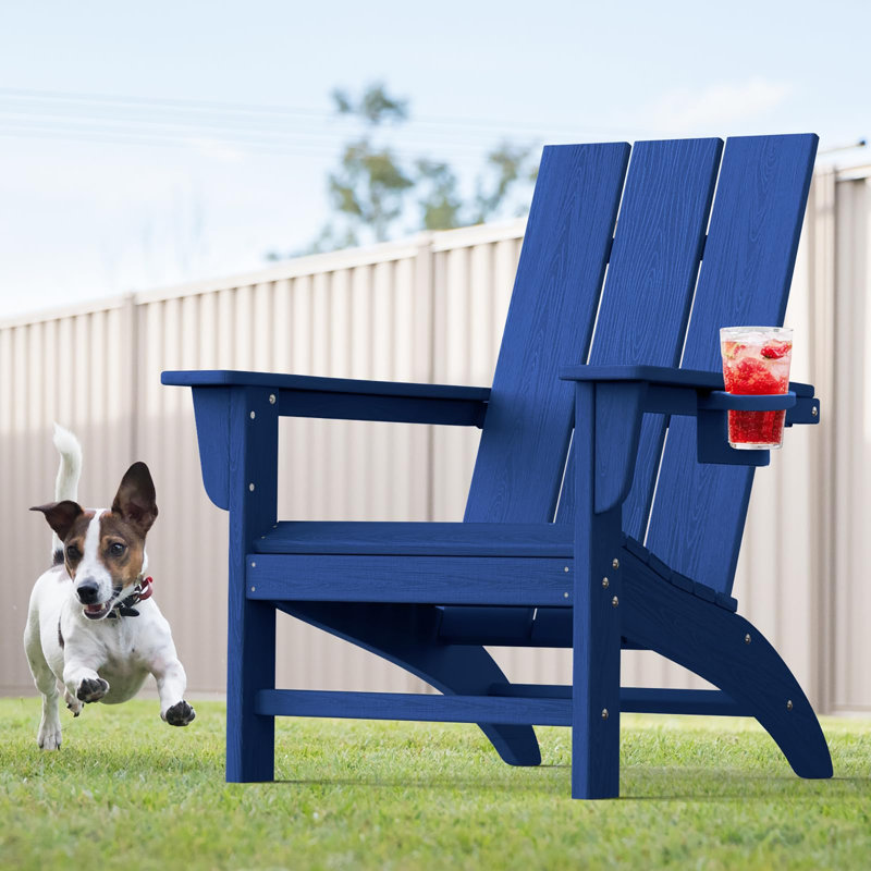 Adirondack Chair with Cup Holder, Navy Blue