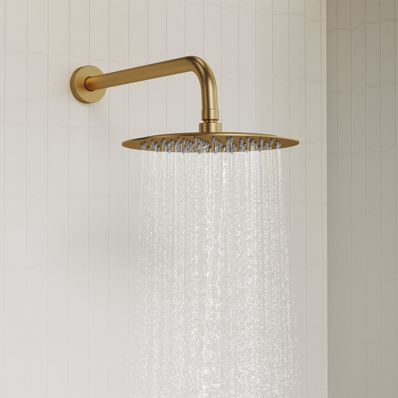  Système de douche à pression équilibrée, robinet de douche à pluie de 10 pouces avec valve brute, Or brossé