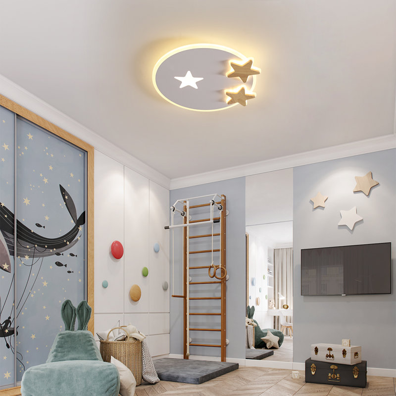 White Dimmable Star LED Flush Ceiling Light With Remote