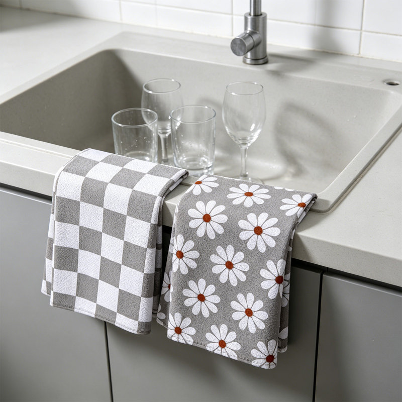 Weave Kitchen Towel 2 Pack, Highly Absorbent Lint Free Drying Cloth For Kitchen Counter And Glass, 23.6x15.7in Multicolor, F