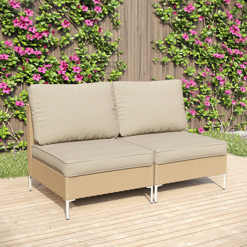Canapé sans accoudoirs d'extérieur, Chêne / beige, Beige