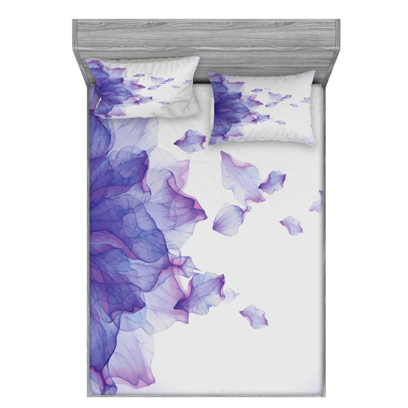 Microfiber Floral Sheet Set, Full Sheet Set + Fitted Sheet+2 Pillowcases