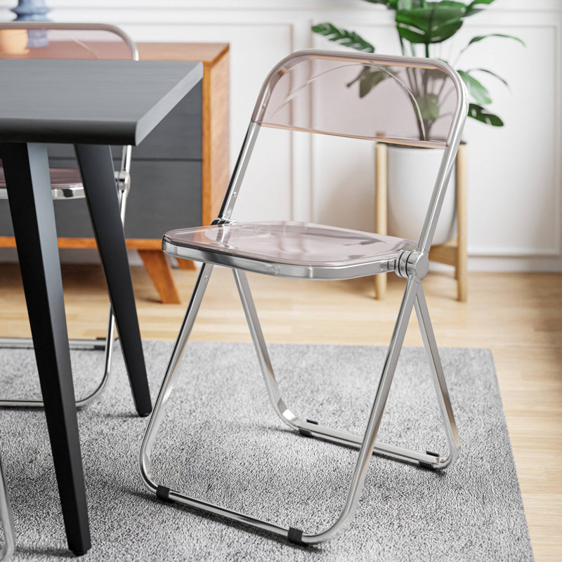 Chaise d'appoint pliante en acrylique Birgitta, Rose