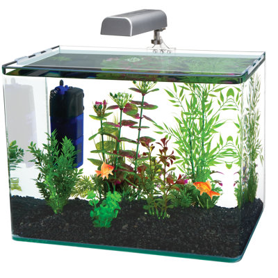 Radius Rectangle Nano Aquarium Kit – Includes LED Light, Internal Filter, and Mat