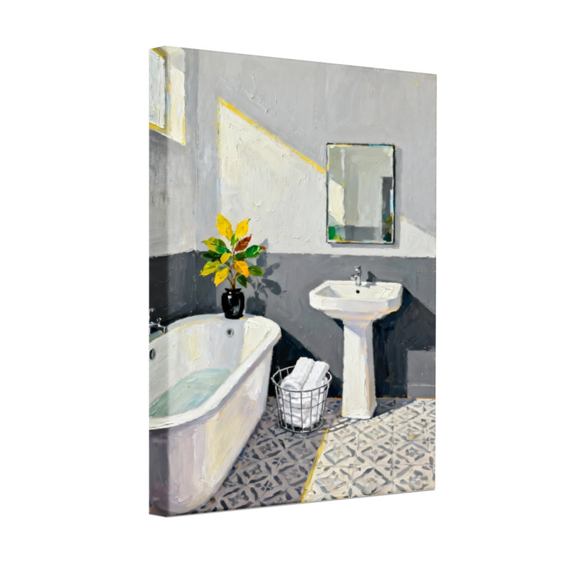Scène de salle de bain moderne avec baignoire et lavabo Bath & Laundry, H 30 po x l 20 po