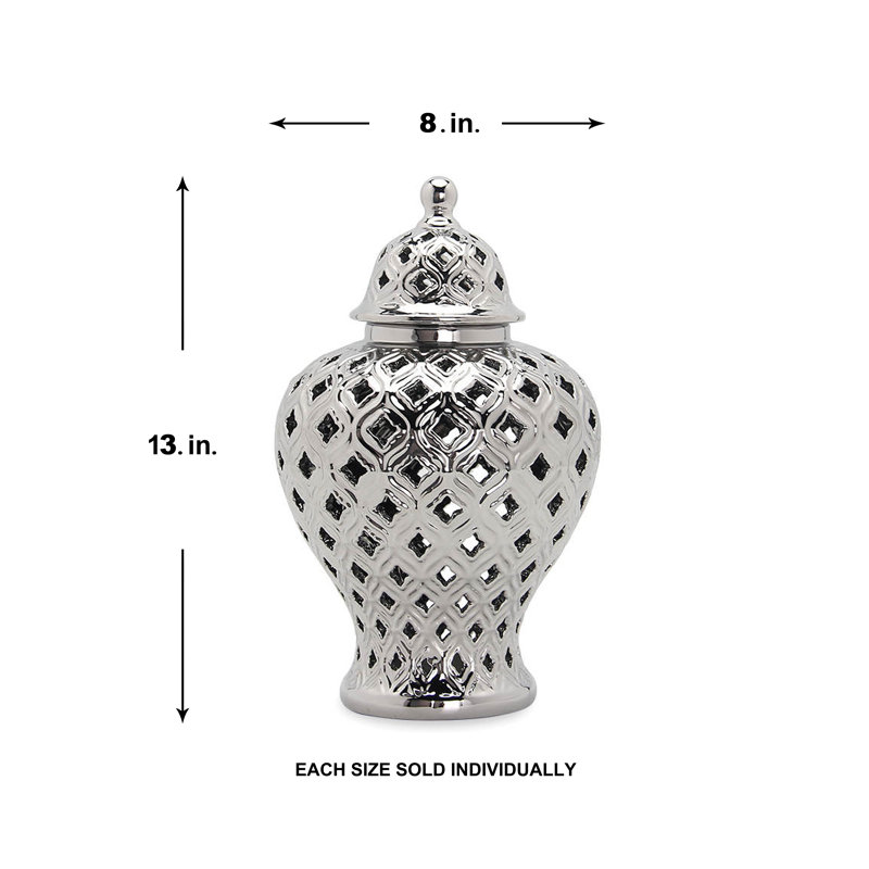 Ava Handmade Ceramic Ginger Jar, 13" H x 8" W x 8" D