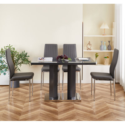 Autumn-Lily Glass Dining Set