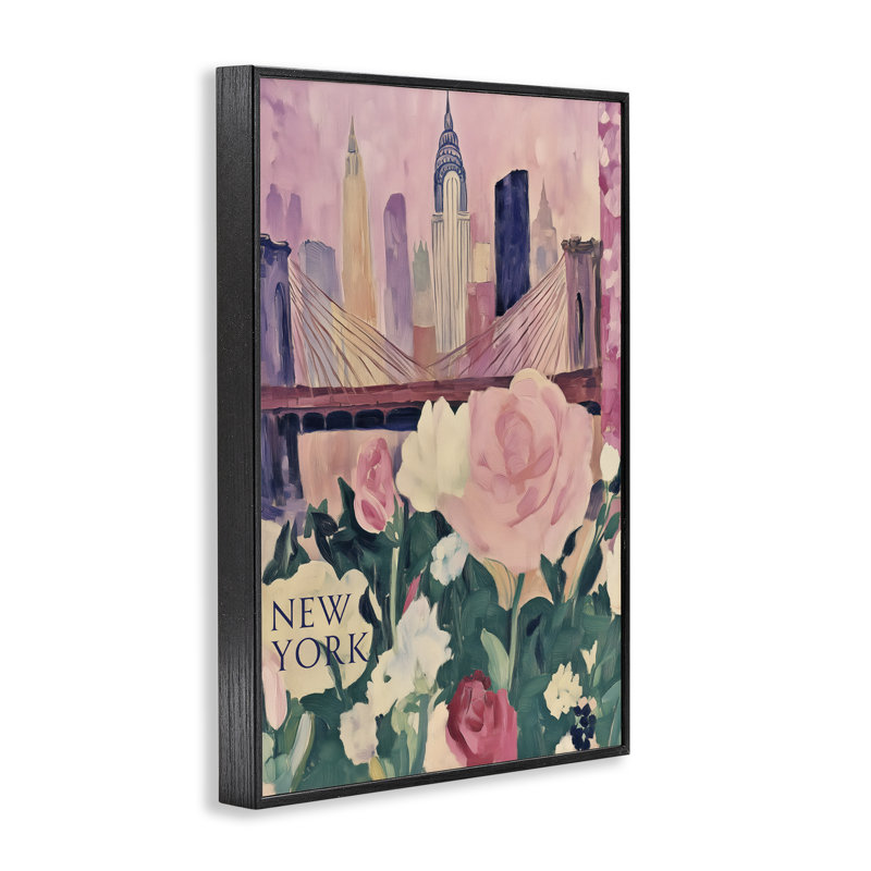 New York Spring Cityscape, estampe numérique, design par Annabelle Hall, H 18 po x l 12 po, Giclée encadrée noir minuit