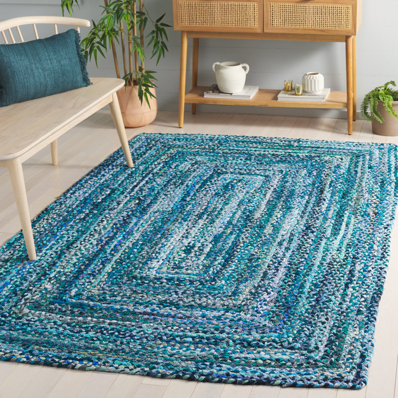 Tapis d'intérieur en coton tressé à la main, Rectangle 5 pi x 8 pi