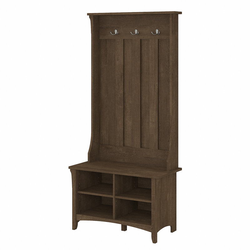 Pernell Hall Tree 32'' Wide with Bench and Shoe Storage, Ash Brown