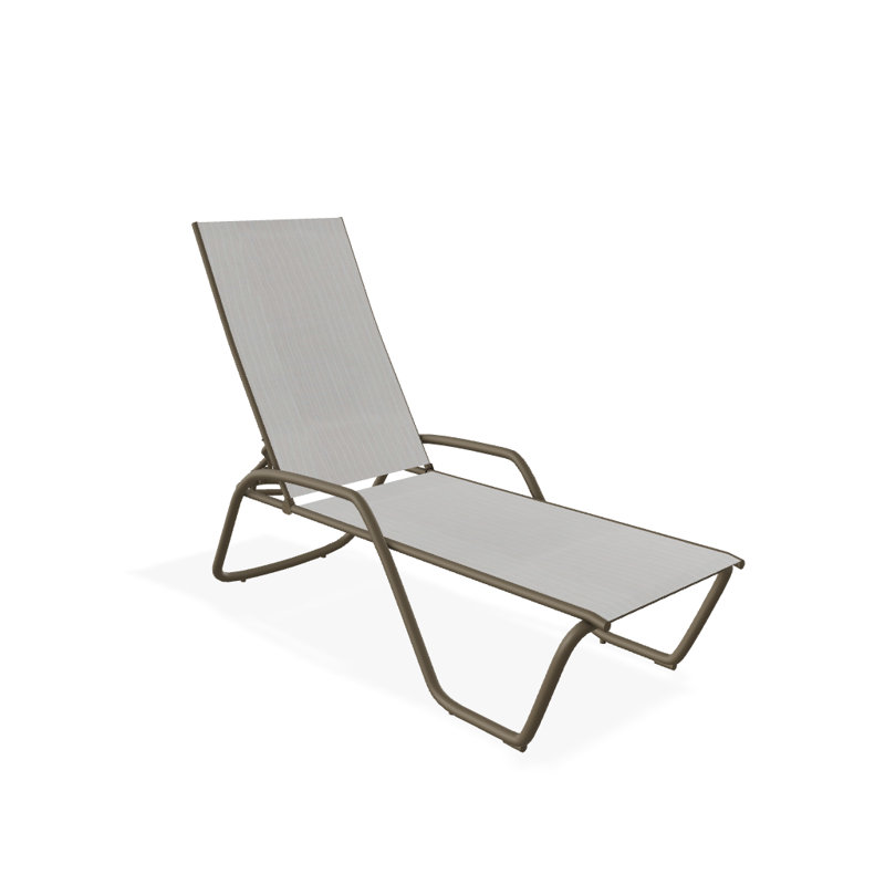 Outdoor Rust-Resistant Metal Chaise Lounge, Textured Beachwood, Amalfi
