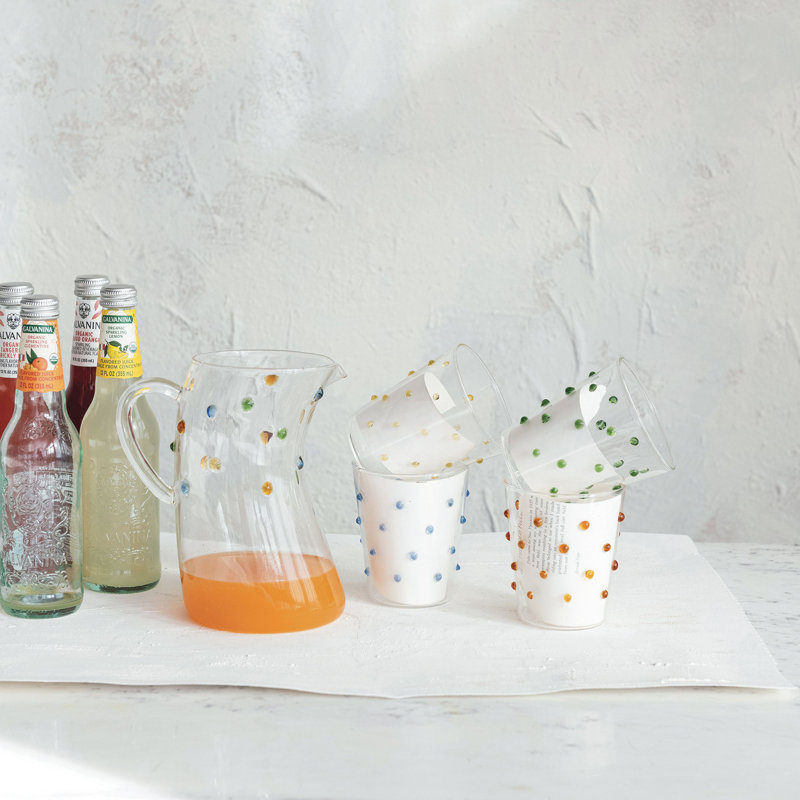 42 Oz. Artisanal Borosilicate Glass Pitcher With Raised Dots