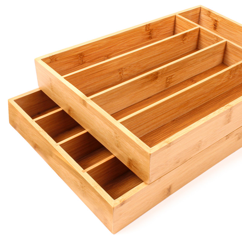 Bamboo 5-Slot Flatware Organizer Set, 14.25" x 10.5"