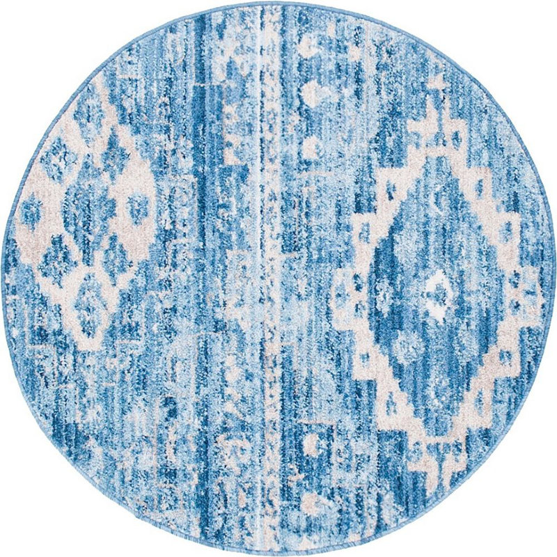 Tapis lagune de style sud-ouest Mulvaney, Rond 3 pi 3 po