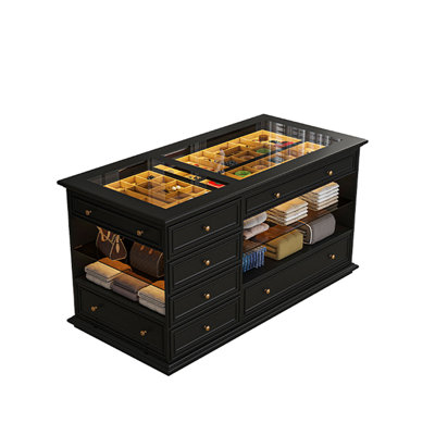 39.37" Vintage Black Jewelry Display Table, Large-Capacity Bedroom Storage Chest of Drawers