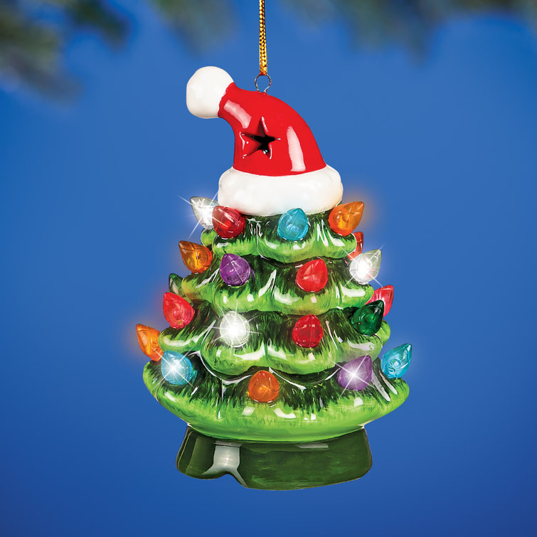 LED Ceramic Christmas Tree with Santa Hat