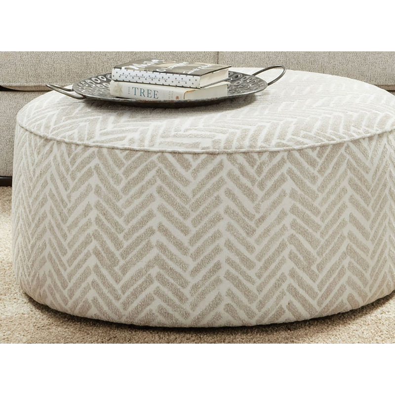 Repose-pieds rond de style transitionnel avec structure en bois massif et finition multi-finitions