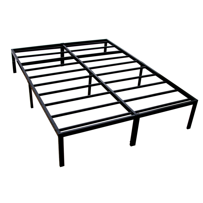 Base de lit très robuste en acier noir, très grand, avec rangement sous le lit, 2000 livres, bordure nette et droite avec acier, robuste et simple