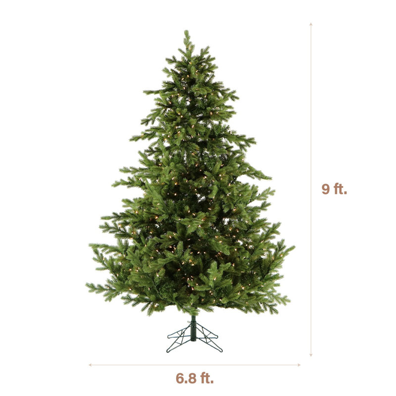 Foxtail 9' Green Pine Artificial Christmas Tree with 1250 Clear/White lights