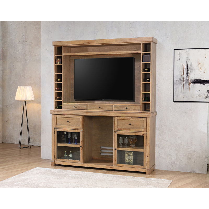 Solid Wood Dining Hutch With Fridge Opening