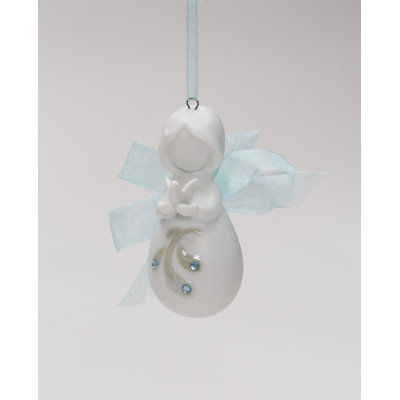 Fine Porcelain Angel of Peace Ornament- Blue Ribbon 
