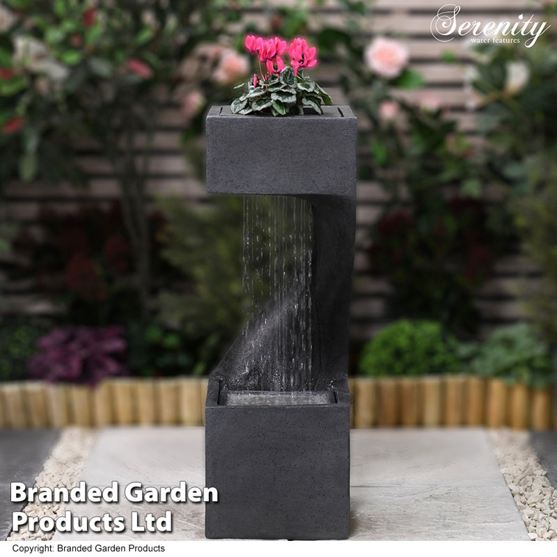 Anjennette Outdoor Waterfall Fountain with Lights