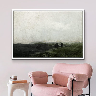 Signe, reproduction d'art sur toile encadrée, colline brune sur un terrain brumeux, paysage sauvage, illustrations, art moderne, paysage de campagne / campagne, frais pour le salon, la chambre à coucher, le bureau