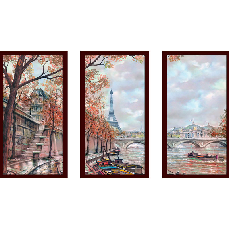 « gloomy paris », ensemble de 3 reproductions d’art encadrées, H 33,5 po x l 52,5 po x P 1 po