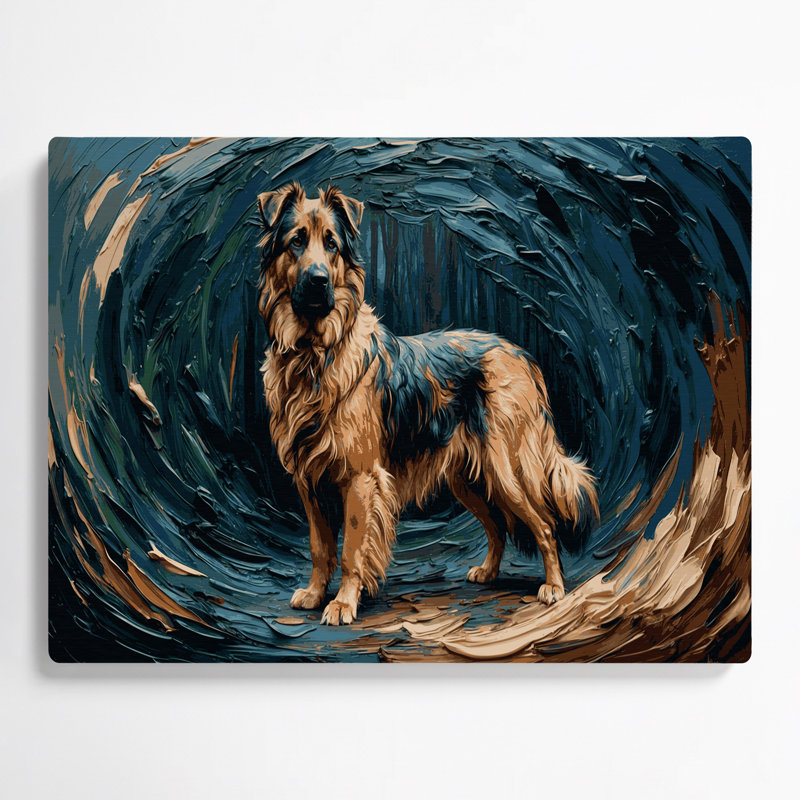 Chiens, art mural en métal bleu Hovawart, H 20 po x l 24 po