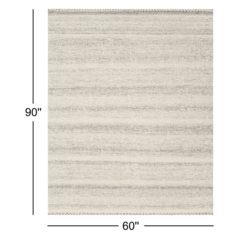 Tapis rayé tissé à la main Larissa, Rectangle 5 pi x 7 pi 6 po