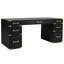 Bureau avec bordure en métal, 5 petits tiroirs, 2 tiroirs-classeurs pour configuration de bureau à très grand bord de 70 pouces, 7 rangements et ports cachés