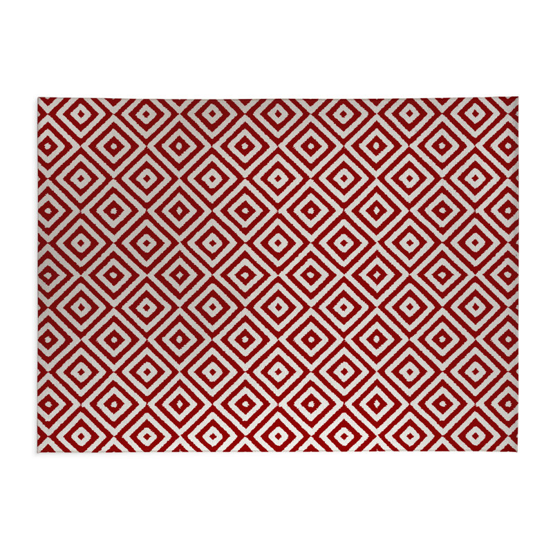 Tapis de cuisine Ikat, Rectangulaire 2 pi x 3 pi, Rouge canneberge