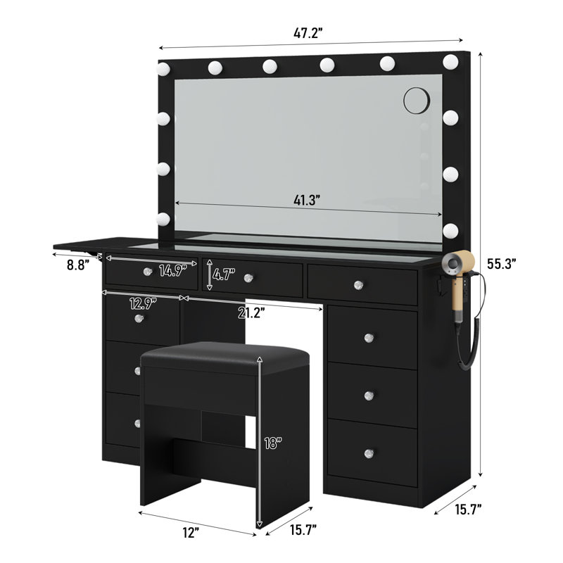 Tashionna Dressing Table, Black