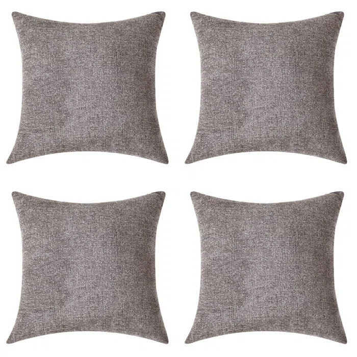 Housse de coussin en chenille 18 po, H 18 po x l 18 po x P 1 po, Café, Housse de coussin seulement - sans coussin