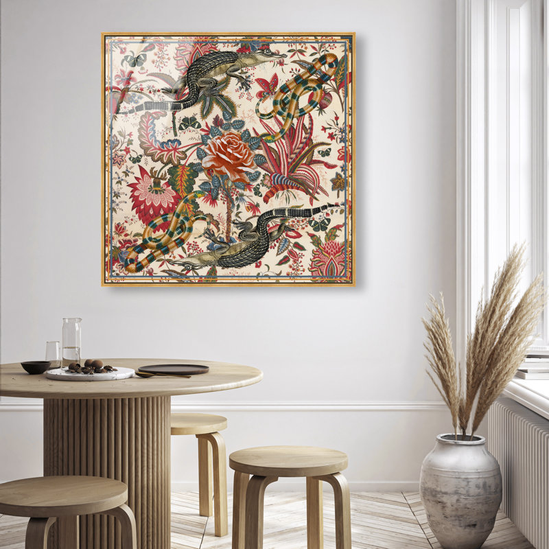 Timeless Alligator Canvas Animals Print by Oliver Gal, 41"H x 41"W, Gold Frame
