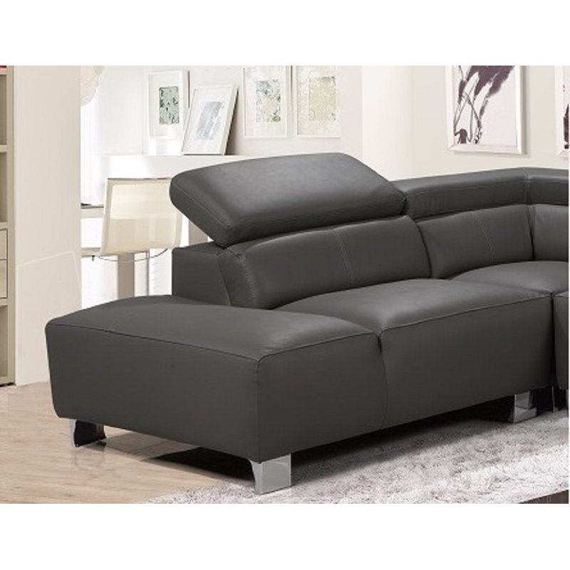 Ashauntae Leather Corner Sofa, Left Hand Facing, Grey