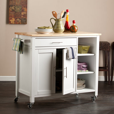 Landau Solid Wood Top Kitchen Cart