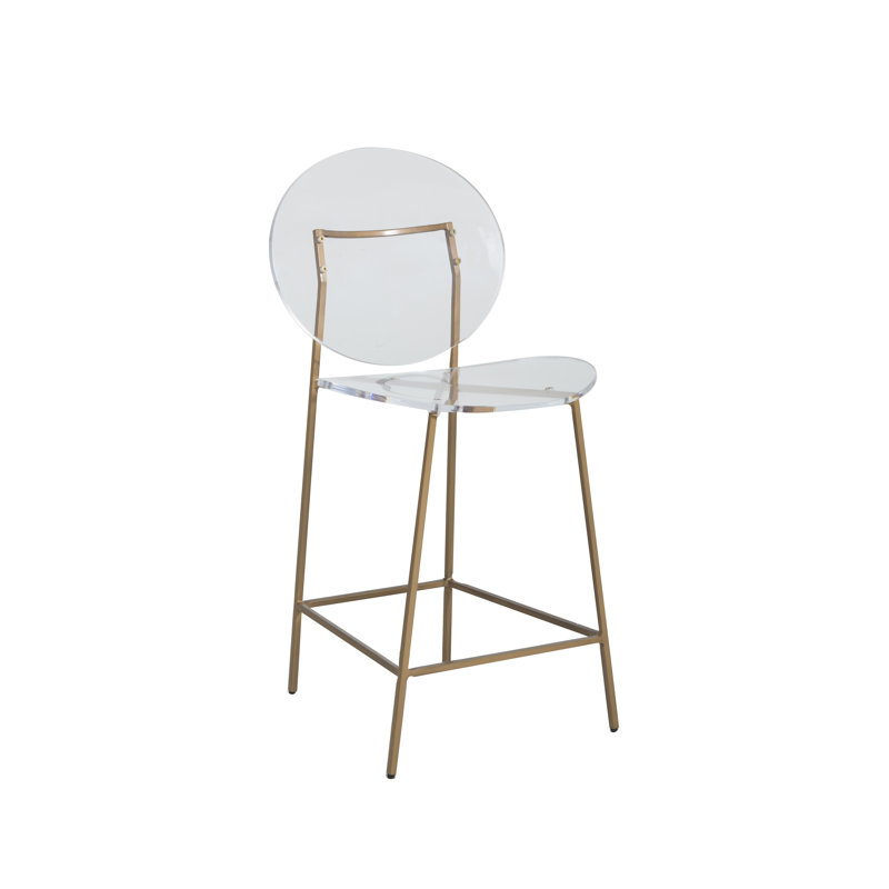 Elegant Gold and Clear Acrylic Full Back Counter Stool, 25'' Seat Height