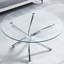 Table basse ronde moderne en verre trempé avec pieds en acier inoxydable (table basse uniquement, sans chaises)