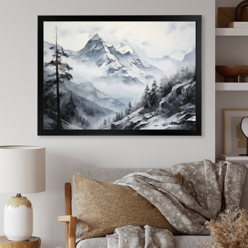 Bernardetta Minimalisme Winter Mountains Summit Splendor II, reproduction d'art sur toile, Cadre simple noir