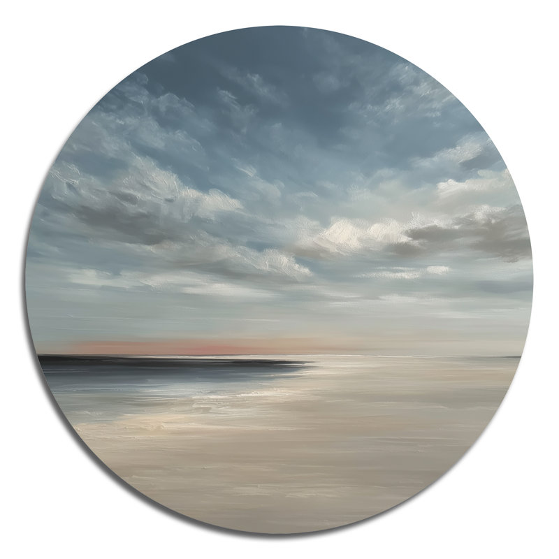 Vagues dorées coucher de soleil doré - décoration murale ronde en métal Coastal Beach, L 23 po x H 23 po