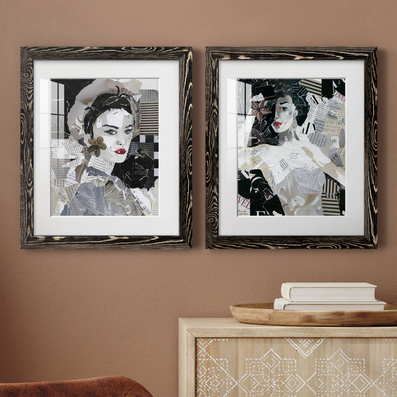 Runway Pause - ensemble de 2 peintures, H 20 po x l 34 po x P 1,5 po, Papier encadré noir