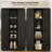 26 Pair Shoe Storage Cabinet With Open Storage Compartments, 5-Tier Wooden Shoe Organizer Cabinet With Adjustable Shelves & Tambour Sliding Doors-1065340325
