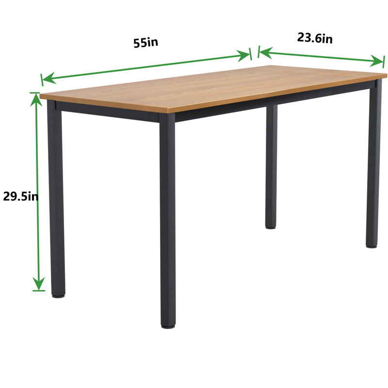 Cherol Metal Base Writing Desk, Teak/White, 29.5" H x 63" W x 23.6" D