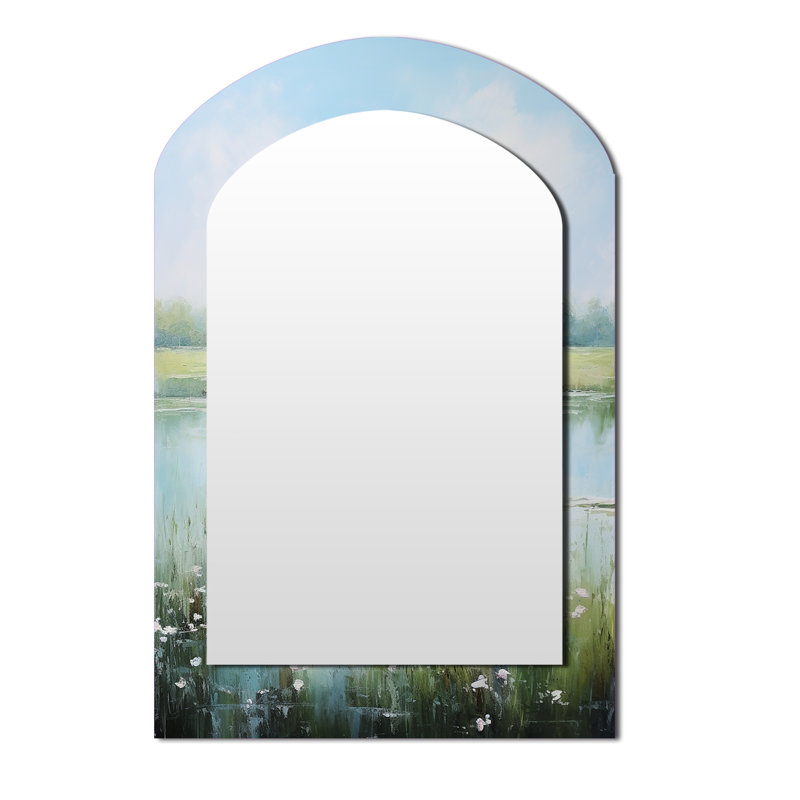 Meadow Tranquil Waters I - Miroir décoratif sur arche Paysages, 43 po x 33 po