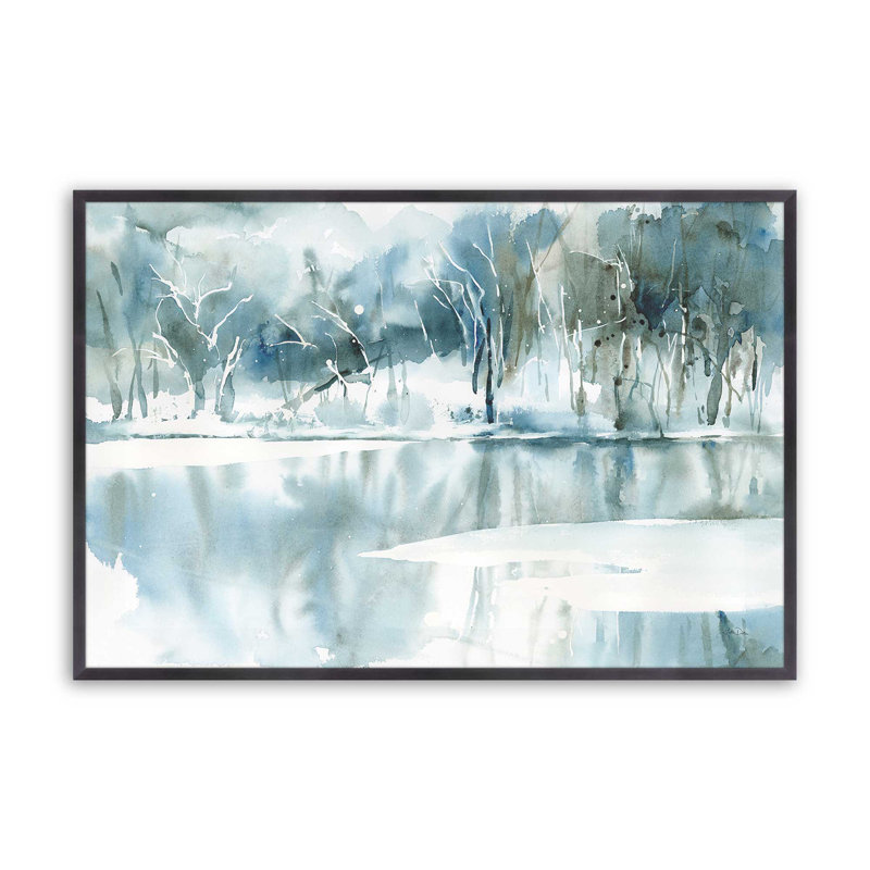 Imprimé sérénité «Frozen Forest», H 12,25 po x l 15,25 po x P 1,25 po, Cadre simple en zinc patiné