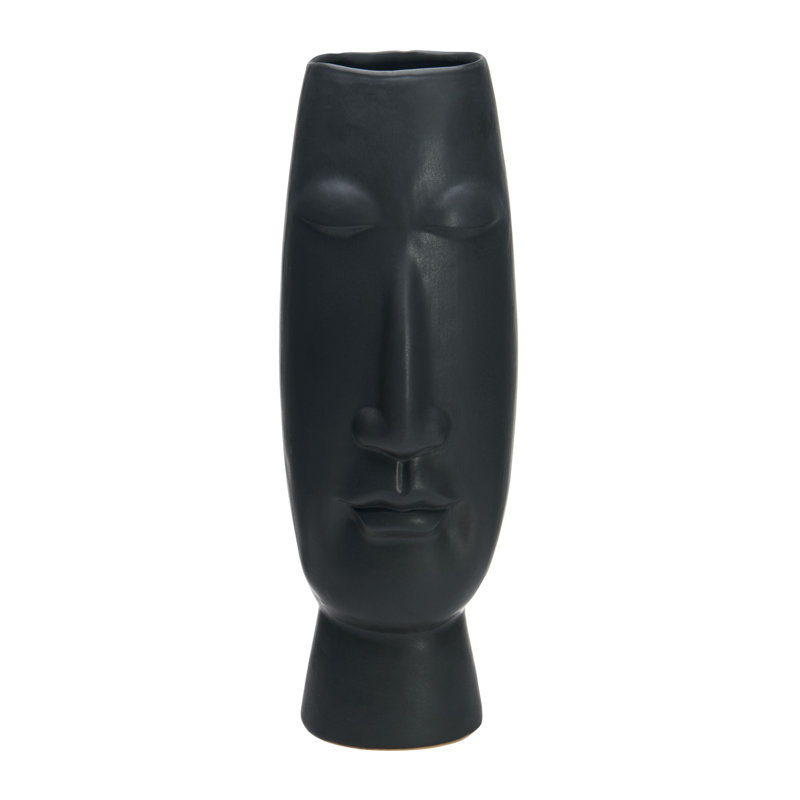 Ceramic Face Table Vase, Black